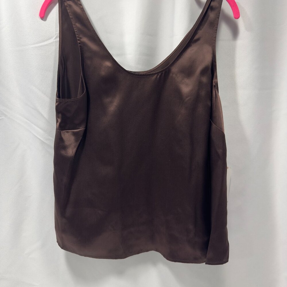 Jones New York Collection sz12 Manderin Banded Collar Lace Top Silk Cami Ruffled - Picture 6 of 16